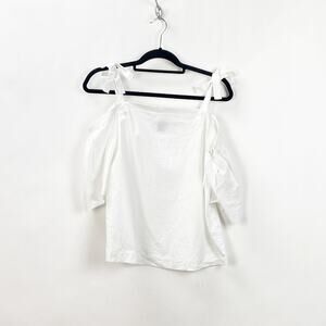 Belle & Sky Small Womens White Cold Shoulder Top